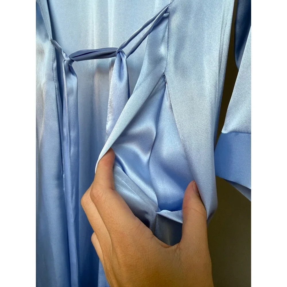 Jones New York Robe & Nightgown Blue Satin Long Maxi Size S